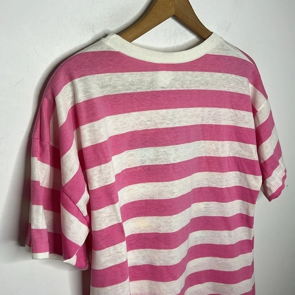 Single Stitch 80s 90s Vintage Paradise Cafe Striped Nautical Graphic T Shirt - Picture 8 of 11